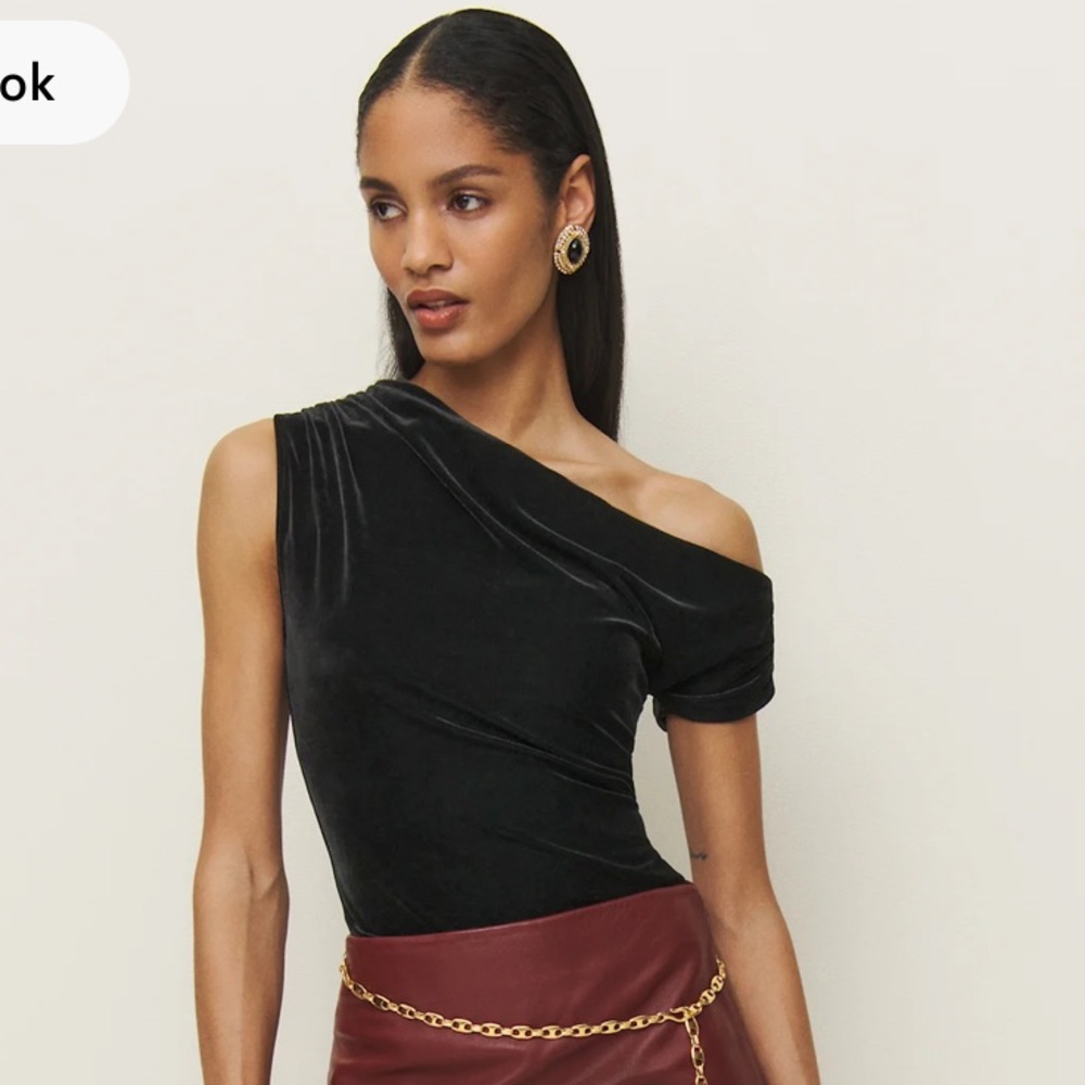 Reformation belle black velvet top XS